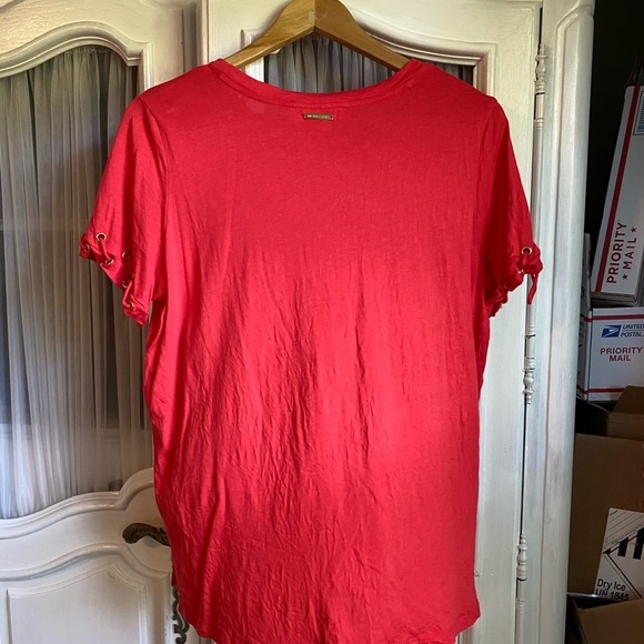 Michael Kors coral pink ss top with sleeve detail - Picture 5 of 5